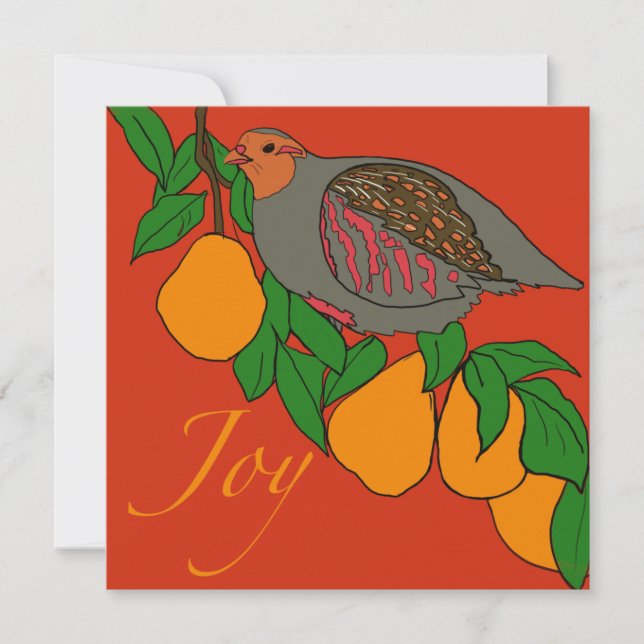 Cartes Pour Fêtes Annuelles Partridge & Pears Joy! (Devant)