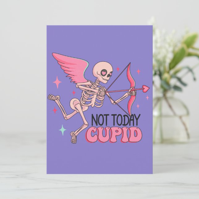 Cartes Pour Fêtes Annuelles Pas aujourd'hui Cupidon drôle anti Saint-Valentin (Debout devant)