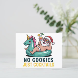 Cartes Pour Fêtes Annuelles Pas de cookies juste des cocktails Santa Noël d'ét