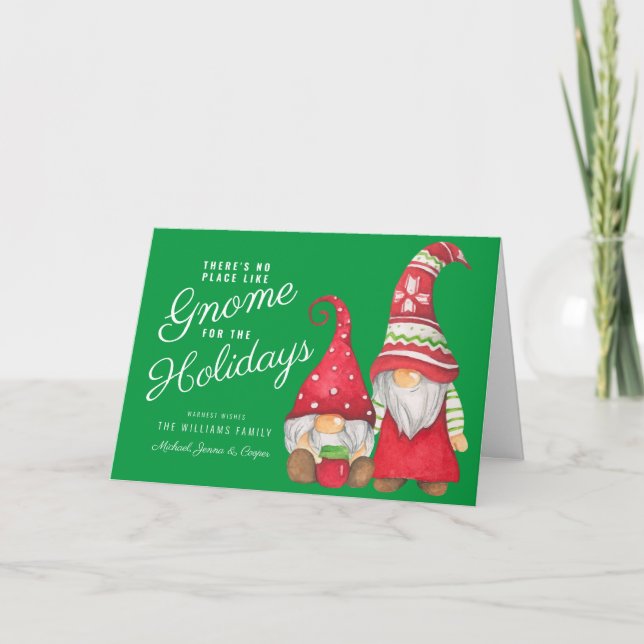 Cartes Pour Fêtes Annuelles Pas d'endroit comme Gnome pour les vacances (Devant)