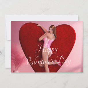 Cartes Pour Fêtes Annuelles Passionnée Saint Valentin fille dans un corse