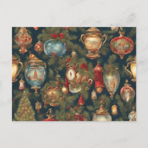 Cartes Pour Fêtes Annuelles Pastel Aquarelle de Noël Victorien Ornements