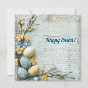 Cartes Pour Fêtes Annuelles Pastel bleu et jaune OEufs de Pâques vintages