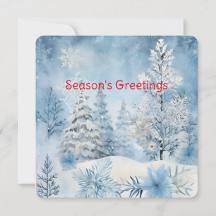 Cartes Pour Fêtes Annuelles Pastel Blue Forêt de Neige Scène Noël