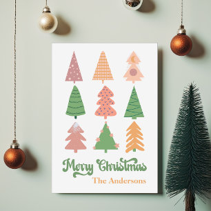 Cartes Pour Fêtes Annuelles Pastel BOHO Mignons arbres Joyeux Noël