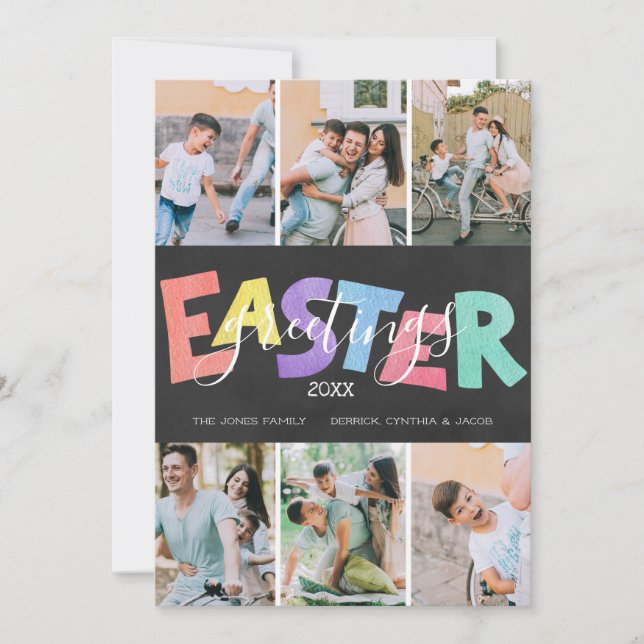 Cartes Pour Fêtes Annuelles Pastel Chalk Famille Salutation de Pâques | Six ph (Devant)