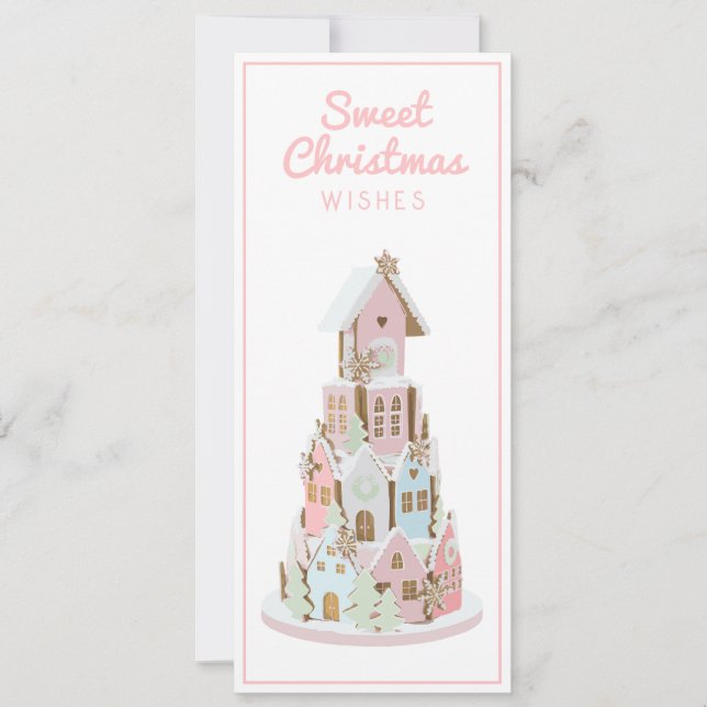 Cartes Pour Fêtes Annuelles Pastel Gingerpain Sucre Château Gâteau (Devant)