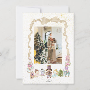 Cartes Pour Fêtes Annuelles Pastel Nutcracker Ribbon Photo de Noël