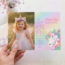 Pastel Rainbow Magical Birthday Thank You Card