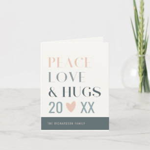 Cartes Pour Fêtes Annuelles Pastel Scandi Blush Grey Peace Love & Hugs 2023