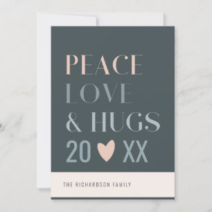 Cartes Pour Fêtes Annuelles Pastel Scandi Blush Grey Peace Love & Hugs 2023