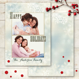 Cartes Pour Fêtes Annuelles Pastel Snowflakes Photo Holidays Card