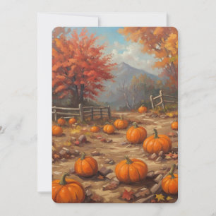 Cartes Pour Fêtes Annuelles Patch Citrouille Automne Feuilles de peinture rust