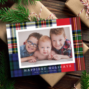 Cartes Pour Fêtes Annuelles Patchwork Plaid Tartan classique Preppy 1 photo