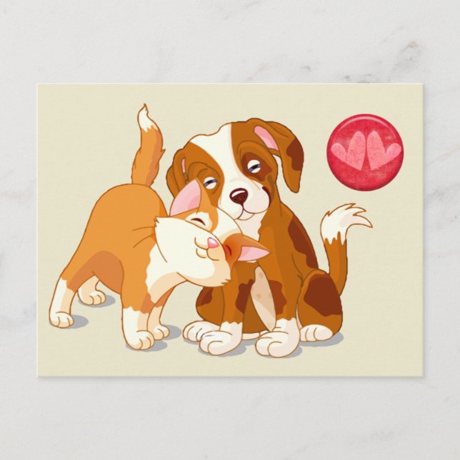 Cartes Pour Fêtes Annuelles Pâtes de chat et de chien Valentine (Devant)