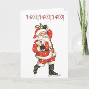 Cartes Pour Fêtes Annuelles Patinage Père Noël