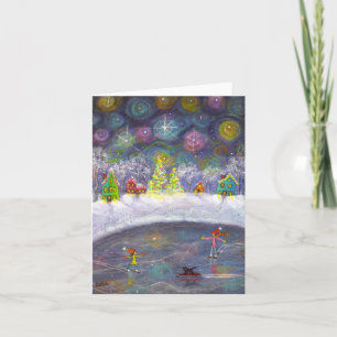 Cartes Pour Fêtes Annuelles Patinage sous le ciel étoilé