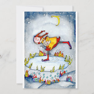 Cartes Pour Fêtes Annuelles Patinage sur glace