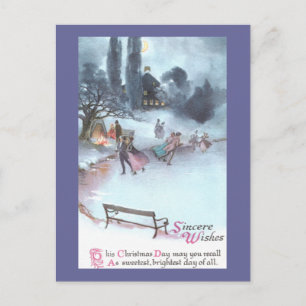 Cartes Pour Fêtes Annuelles Patinage sur glace par Moonlight Vintage Noël
