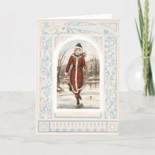 Cartes Pour Fêtes Annuelles Patinage sur glace pour femme vintage (1865-1899) 