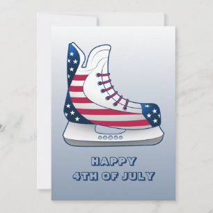 Cartes Pour Fêtes Annuelles Patins à hockey pour le 4 juillet heureux