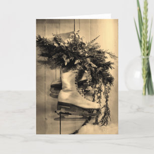 Cartes Pour Fêtes Annuelles Patins de glace vintages