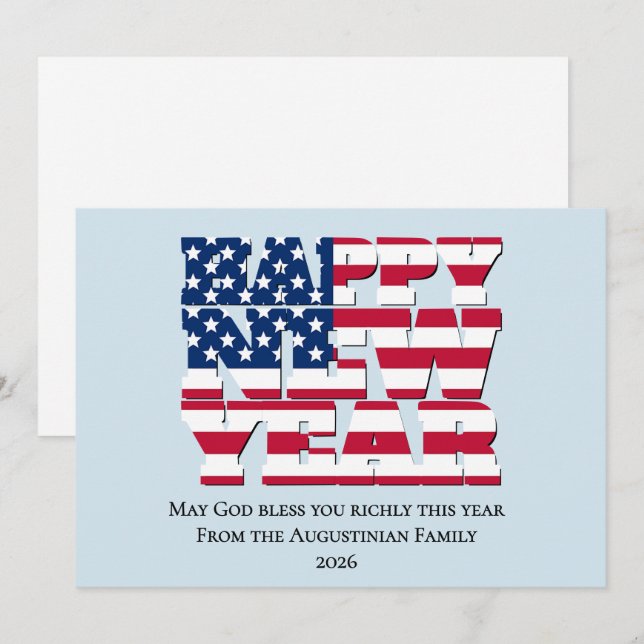 Cartes Pour Fêtes Annuelles Patriotic American HAPPY NEW YEAR 2026 (Devant / Derrière)