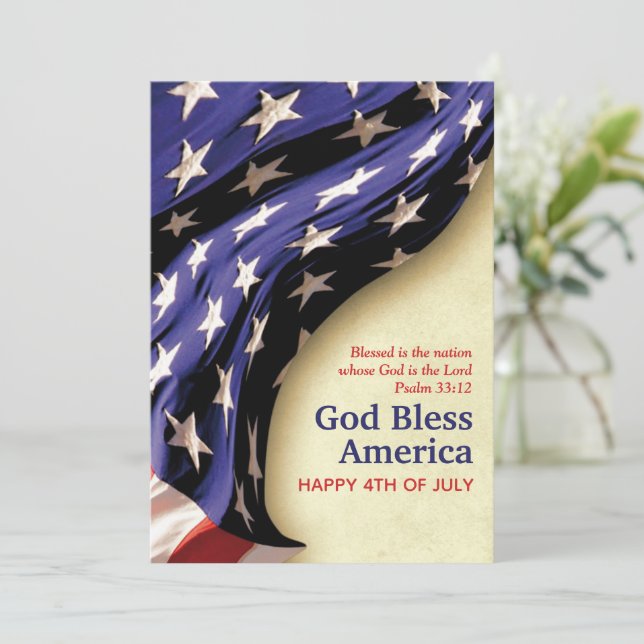 Cartes Pour Fêtes Annuelles Patriotique 4 JUILLET chrétien (Debout devant)