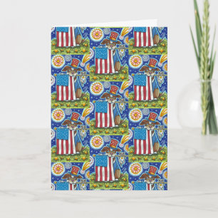CARTES POUR FÊTES ANNUELLES PATRIOTIQUE DRAPEAU POIGNET CHIEN SOURIS CHAT, FUN