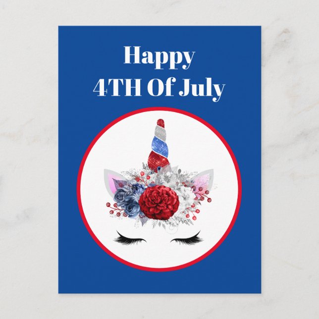 Cartes Pour Fêtes Annuelles Patriotique Juillet 4 Imaginaire Unicorn (Devant)
