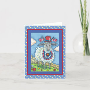 CARTES POUR FÊTES ANNUELLES PATRIOTIQUE QUATRIÈME JUILLET SHEEP, ART FOLK AMUS