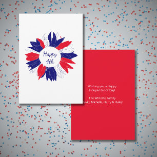 Cartes Pour Fêtes Annuelles Patriotique Rouge Bleu Bleu Floral 4 juillet