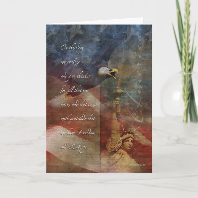 Cartes Pour Fêtes Annuelles Patriotique Thanksgiving Card Bald Eagle (Devant)