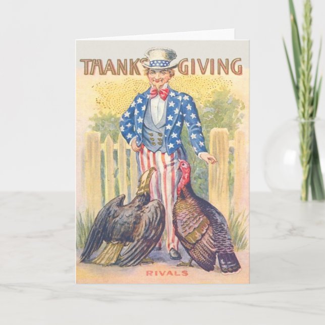 Cartes Pour Fêtes Annuelles Patriotique Thanksgiving Turquie Oncle Sam Bald Ea (Devant)