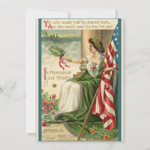 Cartes Pour Fêtes Annuelles Patriotique Vintage Retro USA Lady Liberty