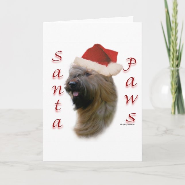 Cartes Pour Fêtes Annuelles Pattes de Briard Père Noël (Devant)