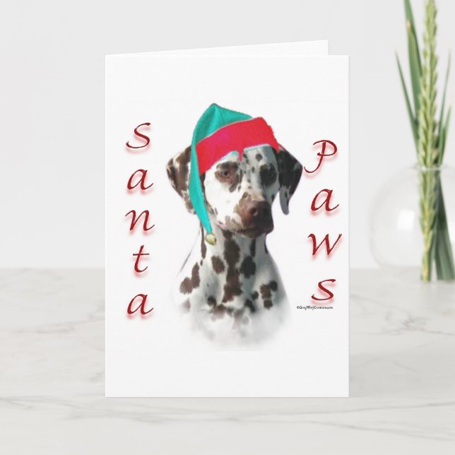 Cartes Pour Fêtes Annuelles Pattes de Père Noël de Dalmate (foie) (Devant)