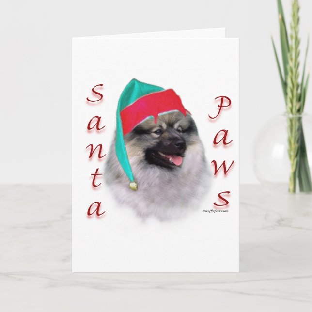 Cartes Pour Fêtes Annuelles Pattes de Père Noël de Keeshond (Devant)