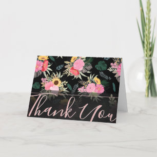 Cartes Pour Fêtes Annuelles Pavot et tournesols couleur aquarelle noir