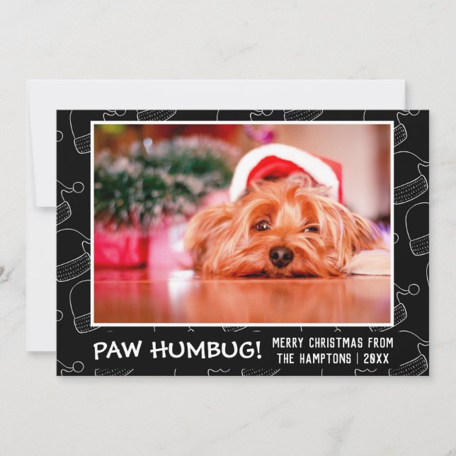 Cartes Pour Fêtes Annuelles Paw Humbug Photo pour animal noir (Devant)