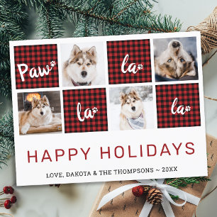 Cartes Pour Fêtes Annuelles Paw La La La Red Buffalo Plaid Photo Collage