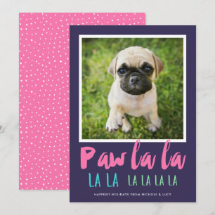 Cartes Pour Fêtes Annuelles Paw La La Pet Photo Moderne Noël rose