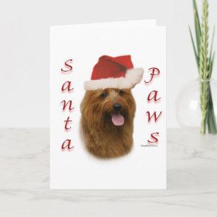 Cartes Pour Fêtes Annuelles Paws de Terrier Père Noël