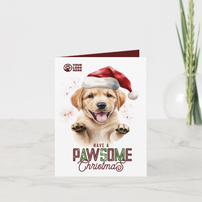 Cartes Pour Fêtes Annuelles Pawsome Christmas Labrador Père Noël Logo Animaux  (Devant)