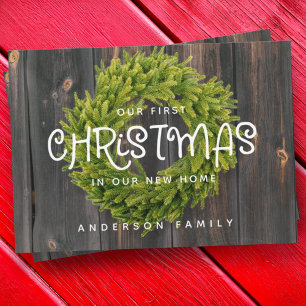 Cartes Pour Fêtes Annuelles Pays Bois rustique Premier Noël Nouveau Accueil