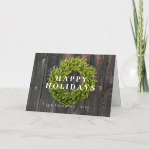 Cartes Pour Fêtes Annuelles Pays Couronne rustique Botanique Bois Noël