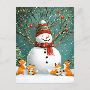 Cartes Pour Fêtes Annuelles Pays des merveilles renard bonhomme de neige féeri