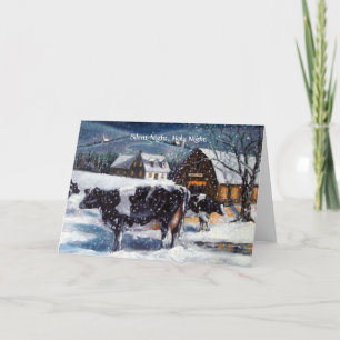 CARTES POUR FÊTES ANNUELLES PAYS NOËL : VACHES : NUIT SILENCIEUSE
