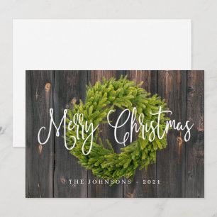 Cartes Pour Fêtes Annuelles Pays rustique Woodsy Botanique Wreath Noël