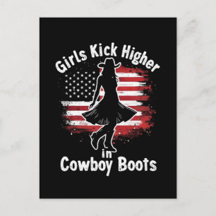Cartes Pour Fêtes Annuelles Pays Western Cowgirl Girls Kick Plus Haut En Botte